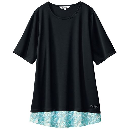 【レディース】 フェイクレイヤードチュニックTシャツ(kaepa)(吸汗速乾・UVカット) - セシール ■カラー：ブラック ■サイズ：M