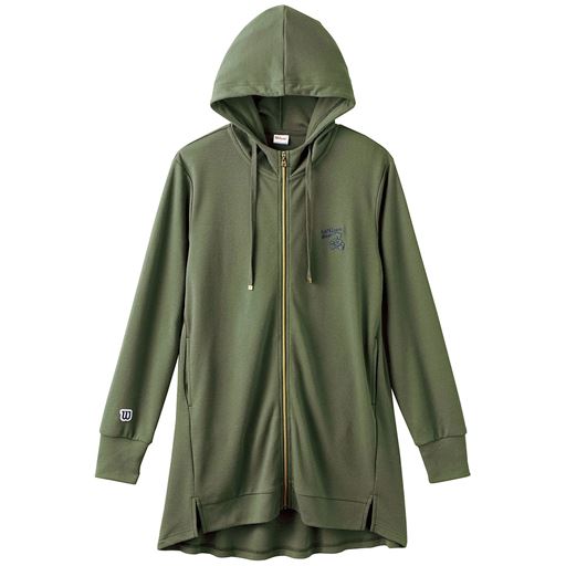 30%OFF【レディース大きいサイズ】 【ぽっちゃりさんサイズ】チュニック丈ジップアップパーカー(WILSON) - セシール ■カラー：カーキ ■サイズ：4L,5L,L,LL,3L