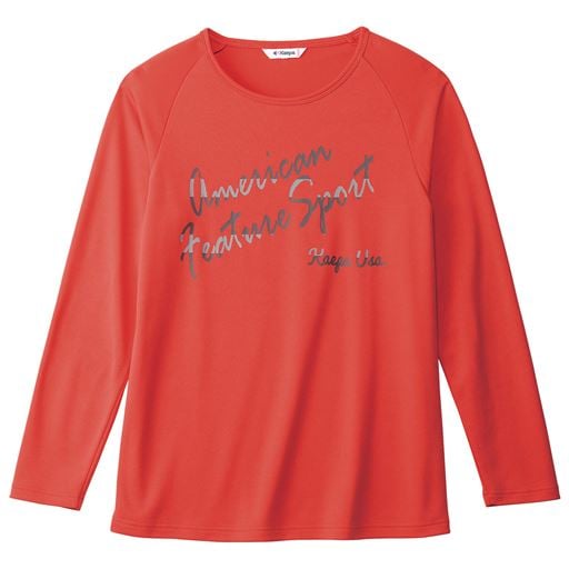 ＜セシール＞ 70%OFF【レディース】プリントクルーネック長袖Tシャツ(Kaepa)(吸汗速乾・UVカット) - セシール ■カラー：オレンジ ■サイズ：M