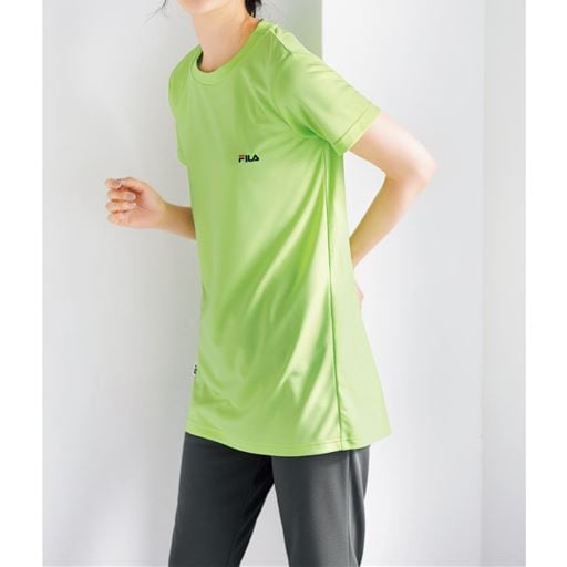 【レディース】 FILA ロングTシャツ(吸汗速乾・UVケア・スポーツ) ■カラー：ライム ■サイズ：M,L,LL,3L