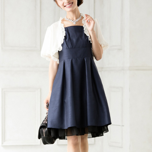 69%OFF【レディース】 シフォンボレロ&フレアワンピース - セシール ■カラー：ネイビー ■サイズ：7P