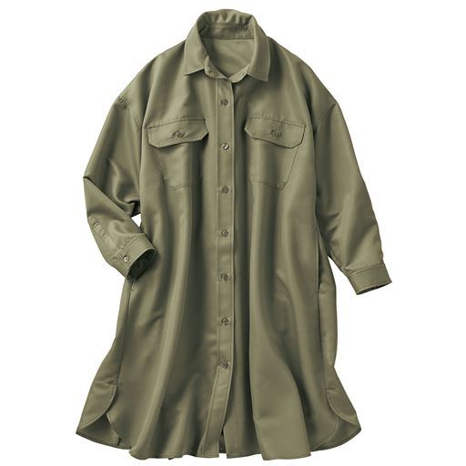 60%OFF【レディース】 ビッグシャツワンピ - セシール ■カラー：カーキ ■サイズ：M-L,LL-3L