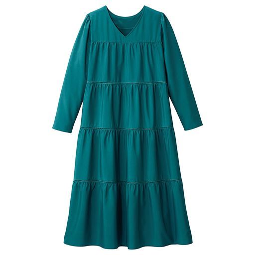50%OFF【レディース大きいサイズ】 ティアードワンピース - セシール ■カラー：ダークグリーン ■サイズ：5L
