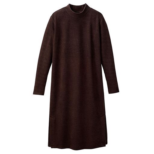 60%OFF【レディース大きいサイズ】 サイドスリットハイネックワンピース ■カラー：ダークブラウン ■サイズ：5L,6L