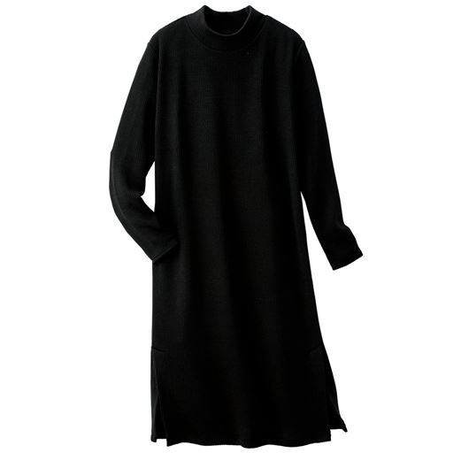 60%OFF【レディース大きいサイズ】 サイドスリットハイネックワンピース - セシール ■カラー：ブラック ■サイズ：4L