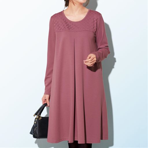 レディース大きいサイズ 胸レース使いワンピース カラー スモークピンク サイズ Ll 3l 4l 5l 6l L 雑記帳