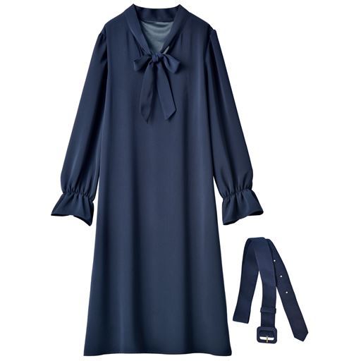 60%OFF【レディース】 ボウタイワンピース ■カラー：ネイビー ■サイズ：M,L