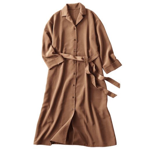 50%OFF【レディース】 オープンカラーシャツワンピース - セシール ■カラー：ライトブラウン ■サイズ：M,L,LL