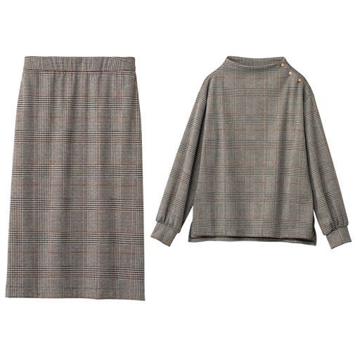 50%OFF【レディース】 グレンチェック柄セットアップ(プルオーバー+スカート) - セシール ■カラー：チェック ■サイズ：L,LL,3L