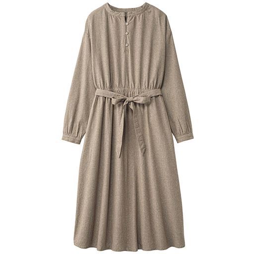 50%OFF【レディース】 綿素材の細リボン付きワンピース ■カラー：モカブラウン ■サイズ：3L