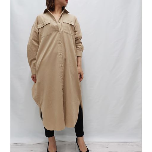 50%OFF【レディース】 コーデュロイロングシャツワンピース ■カラー：ベージュ ■サイズ：M,L