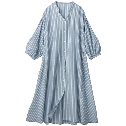 7分袖シャツワンピース 綿100 程よい透け感 セシール Cecile
