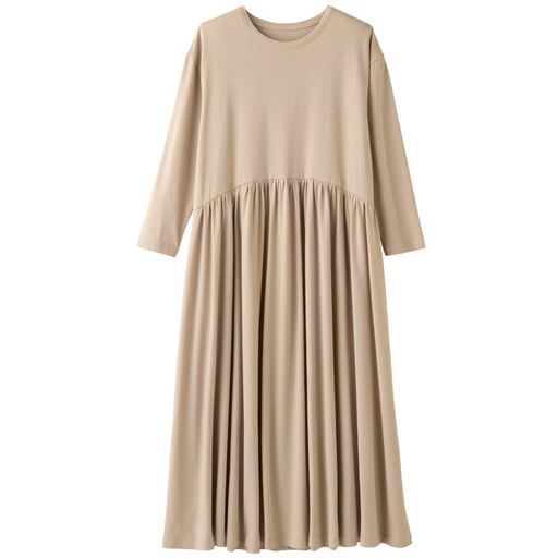 40%OFF【レディース大きいサイズ】 【ぽっちゃりさんサイズ】ギャザー切り替えカットワンピース - セシール ■カラー：グレージュ ■サイズ：L,LL,3L