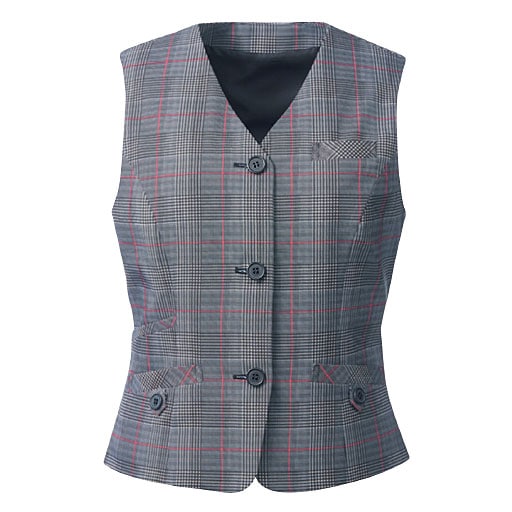 【レディース】 オフィスベスト(洗濯機OK、撥水、防汚加工)(事務服) ■カラー：グレンチェック ■サイズ：7AR,9AR,19ABR,21ABR