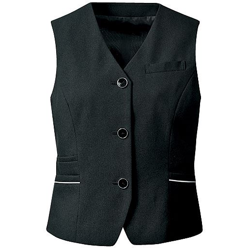【レディース】 オフィスベスト(洗濯機OK、撥水、防汚加工)(事務服) ■カラー：ブラック無地パイピング ■サイズ：17ABR,19ABR
