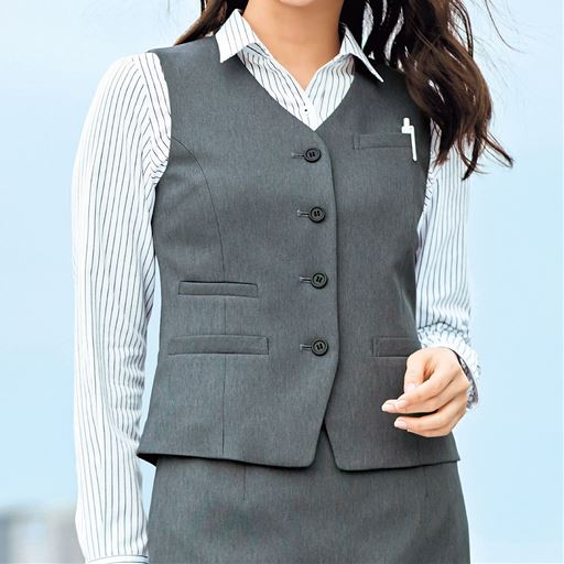 30%OFF【レディース】 ベスト(事務服・洗濯機OK・接触冷感・吸汗速乾・CoolBestII)/スマホが入るダブルポケット仕様 - セシール ■カラー：グレー系 ■サイズ：7AR