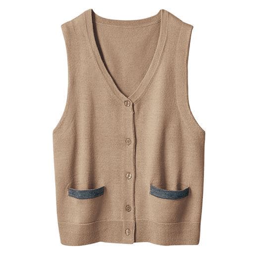 30%OFF【レディース】 オフィス用ニットベスト(事務服・洗濯機OK) - セシール ■カラー：ベージュ ■サイズ：M,L,LL,3L,S