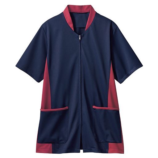 70%OFF前開きスクラブ(男女兼用・S-3L・静電防止) - セシール ■カラー：ネイビー ■サイズ：S,M,L,LL,3L