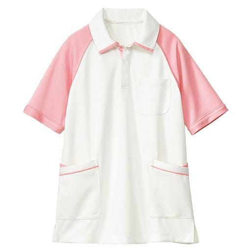 50%OFFラグラン配色半袖ポロシャツ(男女兼用・S-3L) - セシール ■カラー：ピンク系 ■サイズ：S,M,L,LL,3L