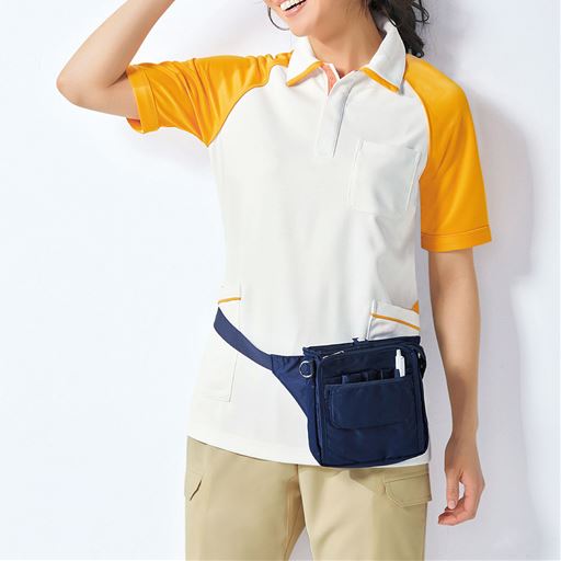 50%OFFラグラン配色半袖ポロシャツ(男女兼用・S-3L) ■カラー：オレンジ系 ■サイズ：S,M,L,LL,3L