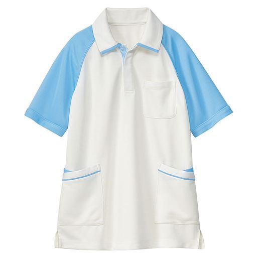 50%OFFラグラン配色半袖ポロシャツ(男女兼用・S-3L) ■カラー：ブルー系 ■サイズ：S,M,L,LL,3L