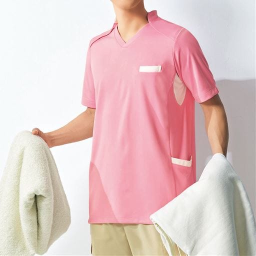 50%OFFスタンドカラースクラブ(男女兼用・S-3L) - セシール ■カラー：ピンク ■サイズ：S,M,L,LL,3L