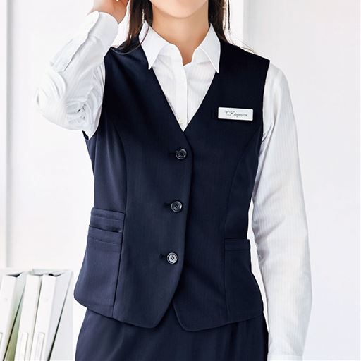 【レディース】 ニットベスト(事務服・洗濯機OK・撥水) ■カラー：ネイビー ■サイズ：M,L,LL,3L