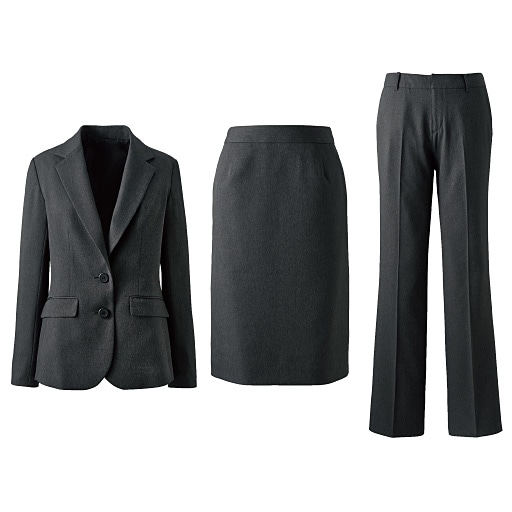 【レディース】 スーツ(3点セット)(ジャケット+スカート+パンツ)(洗濯機OK・事務服) ■カラー：チャコールグレー ■サイズ：7AR61,9AR64,11AR67,13AR70,13ABR76,15ABR80,17ABR84,19ABR88,21ABR92,5AP58,7AP61,13AT70,11AT67