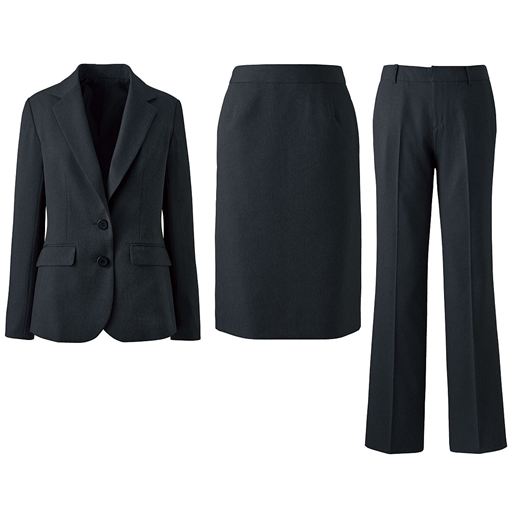 【レディース】 スーツ(3点セット)(ジャケット+スカート+パンツ)(洗濯機OK・事務服) - セシール ■カラー：ブラック ■サイズ：7AR61,9AR64,13AR70,13ABR76,15ABR80,17ABR84,19ABR88,21ABR92,5AP58,13AT70,7AP61,11AT67