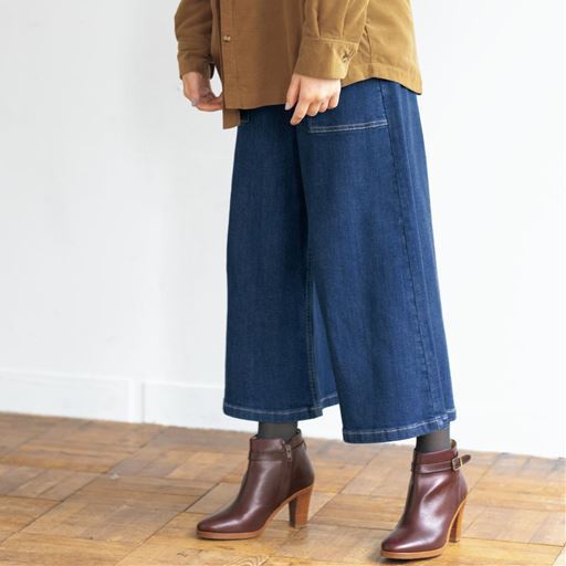 裏起毛デニムキュロットパンツ セシール Cecile