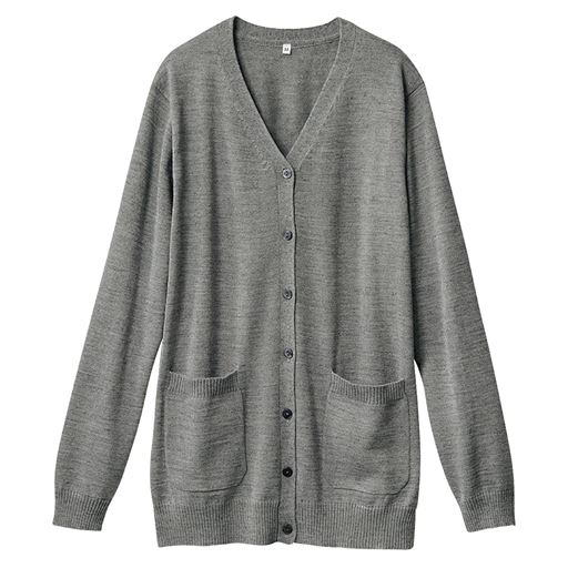 【レディース】 オフィス用カーディガン(事務服・洗濯機OK) - セシール ■カラー：グレーA(浅Vネック) ■サイズ：S,M,L,3L