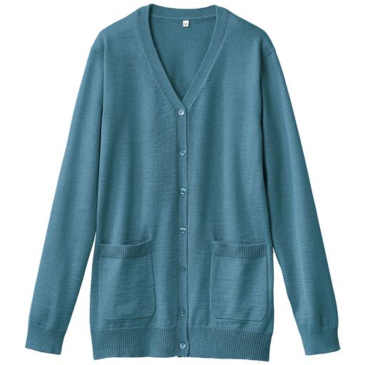 【レディース】 オフィス用カーディガン(事務服・洗濯機OK) ■カラー：ブルーA(浅Vネック) ■サイズ：M,L,3L