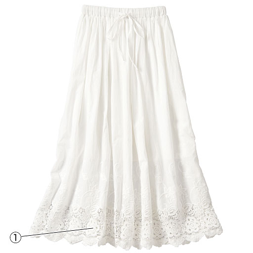 69%OFF【レディース大きいサイズ】 レース使いロングスカート - セシール ■カラー：オフホワイト ■サイズ：3L,4L,5L,6L