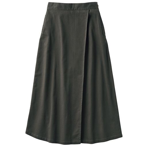 69%OFF【レディース】 ラップ風フレアチノスカート ■カラー:カーキ ■サイズ:S