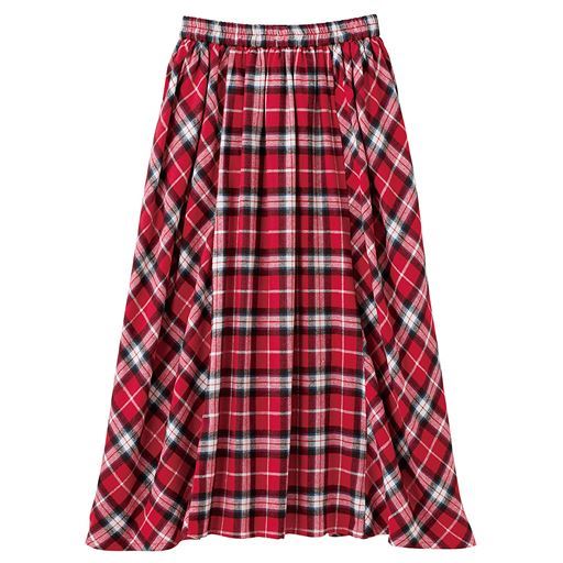 60%OFF【レディース大きいサイズ】 切替フレアスカート - セシール ■カラー：チェックB(レッド系) ■サイズ：3L,4L,5L,6L