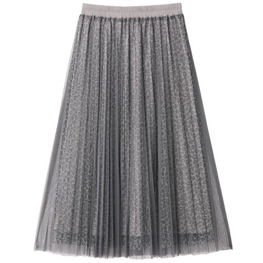 60%OFF【レディース大きいサイズ】 レオパード柄チュールスカート ■カラー：グレー系 ■サイズ：5L