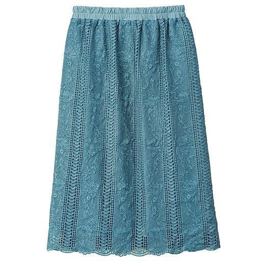 50%OFF【レディース大きいサイズ】 総レーススカート - セシール ■カラー：ブルーグリーン ■サイズ：3L,4L,6L