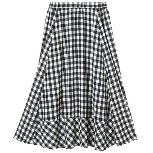 60%OFF【レディース】 切り替えギャザーフレアスカート - セシール ■カラー：ブラック系 ■サイズ：M,L,LL