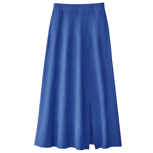 50%OFF【レディース大きいサイズ】 スリット入りニットスカート ■カラー：ブルー ■サイズ：L,LL,3L,4L,5L,6L