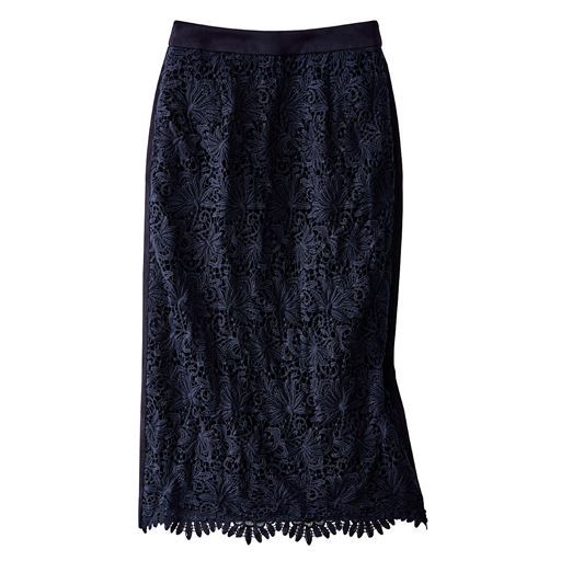 40%OFF【レディース大きいサイズ】 レーススカート - セシール ■カラー：ネイビー ■サイズ：L,LL,3L,4L,5L
