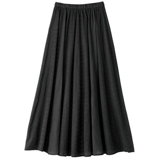 50%OFF【レディース】 刺しゅうスカート(綿100%) - セシール ■カラー：ブラック ■サイズ：S,M,L,LL,3L