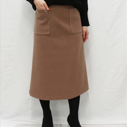 60%OFF【レディース】 ウール調Aラインスカート - セシール ■カラー：ライトブラウン ■サイズ：S,M