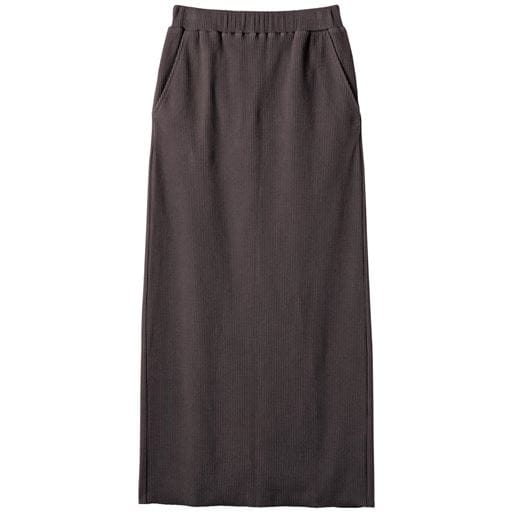 【レディース】 セルフカットリブスカート ■カラー：チャコールブラウン ■サイズ：S(58～64),M(64～70),L(69～77),LL(77～85),3L(85～93)
