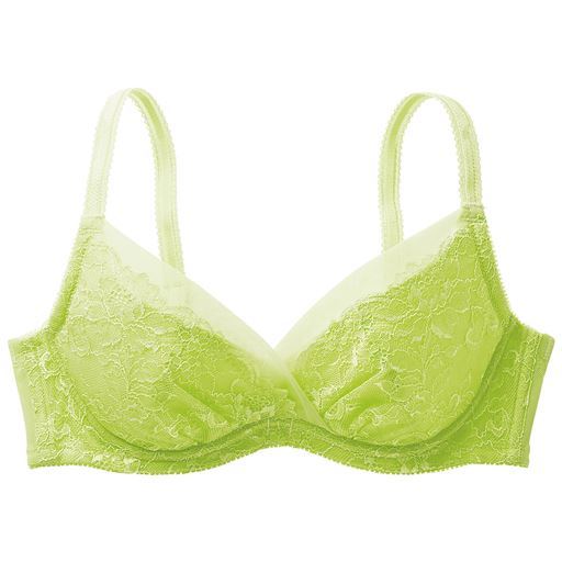 70%OFF【レディース】 サイドから寄せてコンパクトにまとめるブラ(ソフトワイヤー入り・深め3/4カップ) - セシール ■カラー：ペールライム ■サイズ：B70, B75, C70, C75, C80, D70, D75, D80, E70, E75