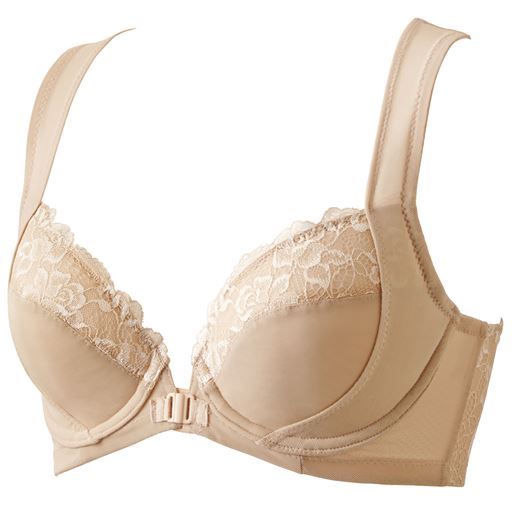 60%OFF【レディース】 背筋すっきりブラ(フロントホック)(超ソフトワイヤー入り・フルカップ) - セシール ■カラー：チャコールグレー ■サイズ：A70