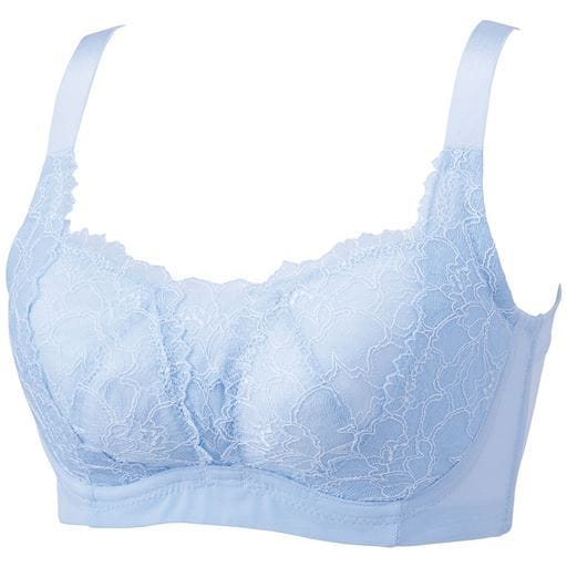50%OFF【レディース】 谷間の汗取りブラジャー(ソフトワイヤー入り・フルカップ) - セシール ■カラー：プラシッドブルー ■サイズ：E85, F85, F90, D80, E80, F80, C85
