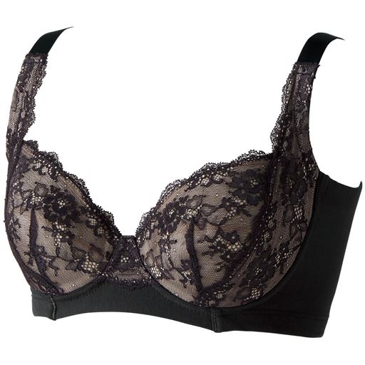 【レディース大きいサイズ】 楽してキレイブラジャー(フルカップ・ワイヤー入り) ■カラー：ブラック ■サイズ：F85, F90, F95, F100, E100, C85, C90, C95, C100, D85, D90, D95, D100, E85, E90, E95