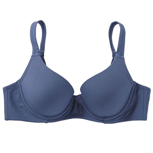 【レディース】 薄着でも透けにくいシームレスカップブラ(スーパーストレッチカップ)(ソフトワイヤー入り・3/4モールドカップ) ■カラー：ブルーグレー ■サイズ：D70, D75, A70, A75, A80, A85, B70, B75, B80, B85, C70, C75, C80, C85, D80, D85
