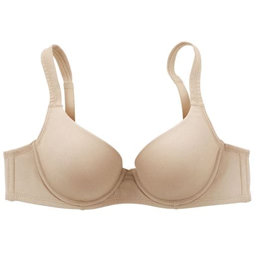 【レディース】 薄着でも透けにくいシームレスカップブラ(スーパーストレッチカップ)(ソフトワイヤー入り・3/4モールドカップ) ■カラー：グレイッシュブラウン ■サイズ：B75, A80, A85, B70, A70, A75, B80, B85, C70, C75, C80, C85, D70, D75, D80, D85