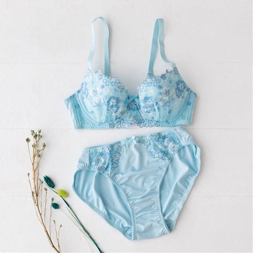 【レディース】 ブラジャー&ショーツペア(ソフトワイヤー入り・3/4カップ) ■カラー：パウダーブルー ■サイズ：A70M, A75M, A75L, B75M, B75L, B80L, C70M, C75M, C75L, C80L, D70M, C65M, D65M